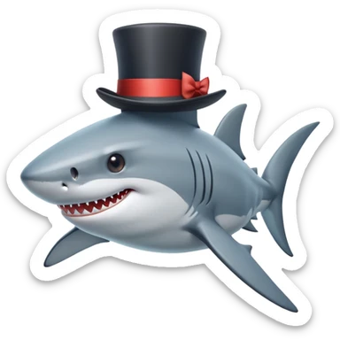 Shark with a top hat sticker