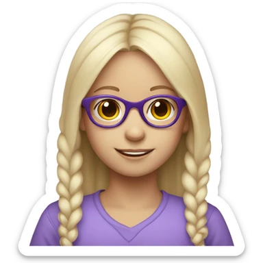 pale little girl in purple glasses sticker
