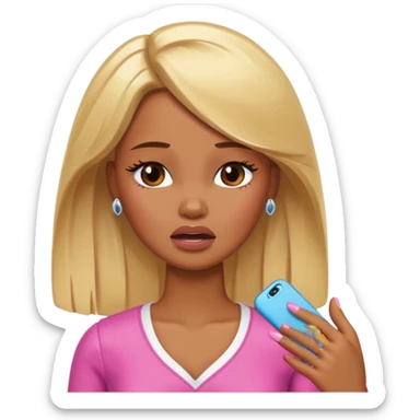 brown skin blonde barbie crying sticker