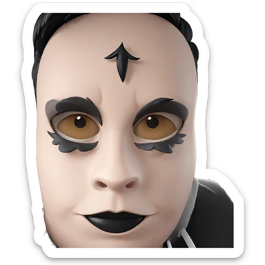 smiling boy with black lips sticker