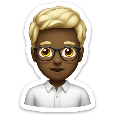 white kid with glasses sticker