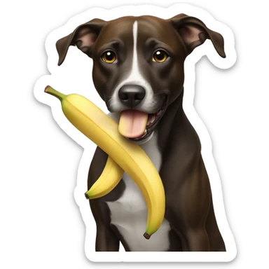 Dog eating a banana for breakfast sticker
