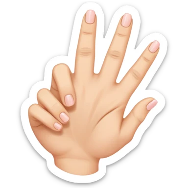 hand with index finger and ring finger down. with thumb , middle finger and pink up sticker