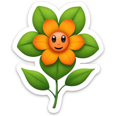 Green stem, white bud with black cartoony face: ;p. And six heart shaped yellowish orange petals sticker