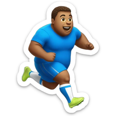 fat soccer player running sticker