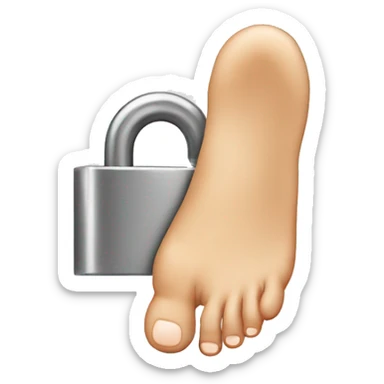 bare foot with a lock sticker