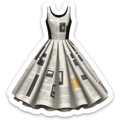 newspaper-print dress sticker