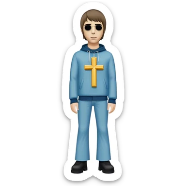 Crucified Liam Gallagher in the style of Jesus full body on cross in mod clothing sticker