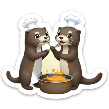 otter cooking another otter sticker