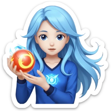 anime girl with power and magic sticker