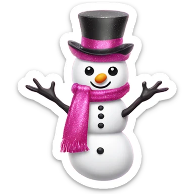 Hot pink snowman with glitter  sticker