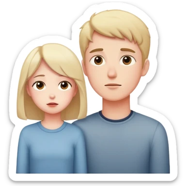 a blushing person looking up at their much taller crush, big height difference, both shy and cute sticker