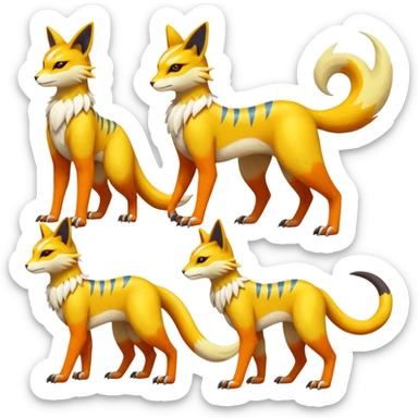 Latias-Vernid-Lombax-Koraidon-Renamon-Zeraora-Bastet-Fakémon-fusion-creature, full body sticker