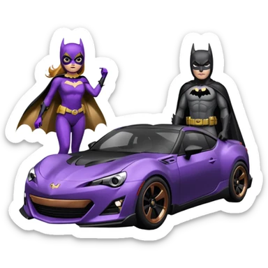 Satin black and rose gold Batman and 60’s Batgirl themed Scion FR-S  sticker