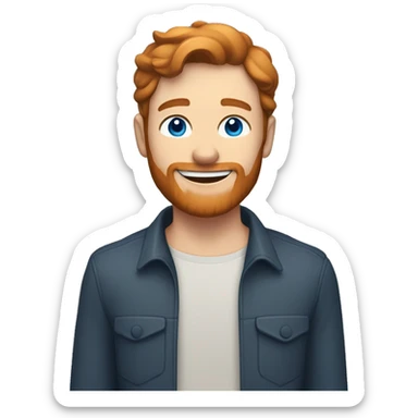 Brunette haired guy with a ginger beared and a gappy smile. Blue eyes but far apart  sticker