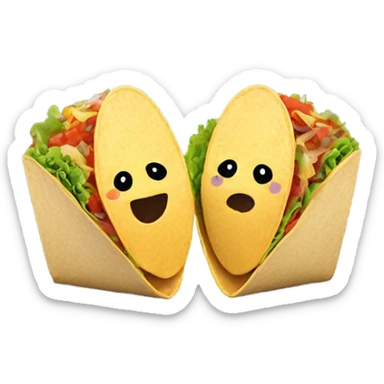 two tacos with faces kissing sticker