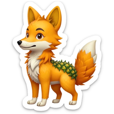 Pineapple-dog-wolf-Fox, full body sticker