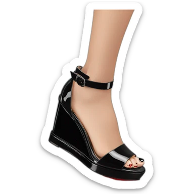 Platform wedges black louboutin sandal patent sticker