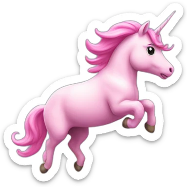 pink unicorn jumps on a rainbow sticker