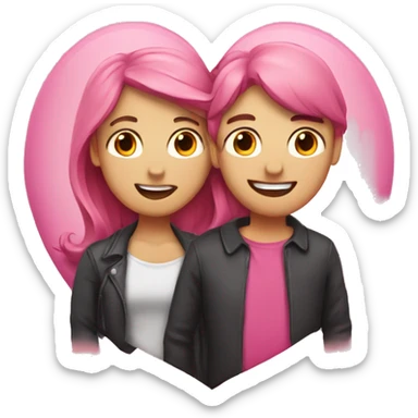 Pink hear with couple in the middle  sticker