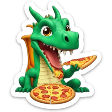 A dragon eating a slice of pizza sticker
