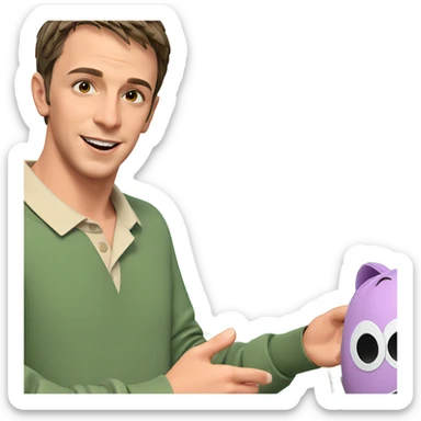 boy with flower smile sticker