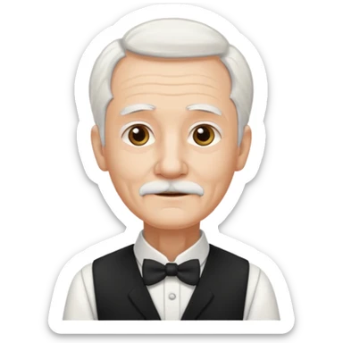 ai aik old man with white hair wearing waitor dress sticker