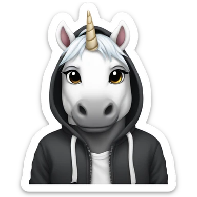 Emo unicorn with hoodie on sticker