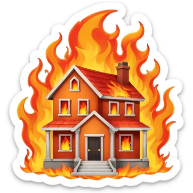 house burning down sticker
