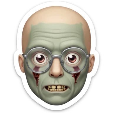 bald zombie with glasses sticker