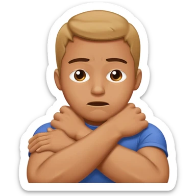 Guy arms crossed choking himself  sticker