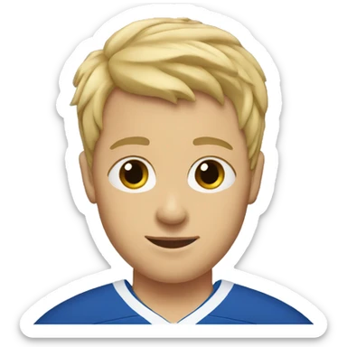blonde dad with short hair wearing a hockey jersey sticker