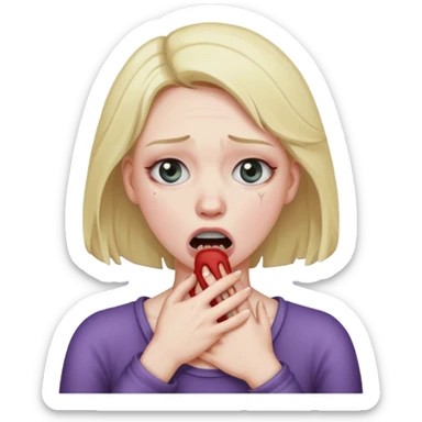 Woman choking herself sticker