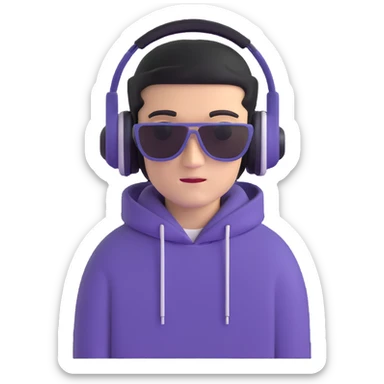 Russian rave DJ with hoodie and headphones sticker