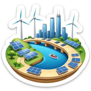 advanced modern island with advanced infrastructure sticker