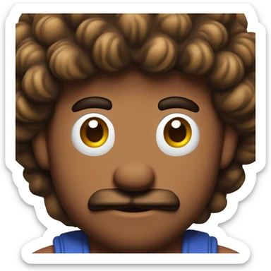 Mario bross cuerpo entero como si fuera un maestro joven con un pelado degradado y arriba pelo corto rizado, ojos marrones sticker