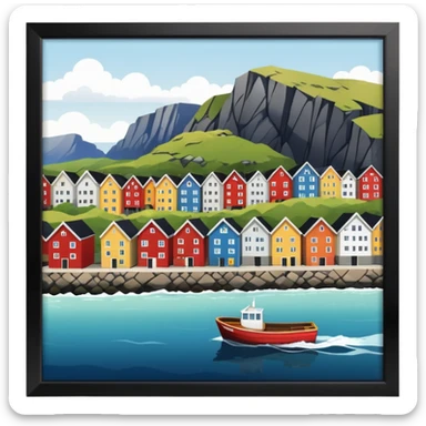 A coastal town in norway, apartment blocks sticker