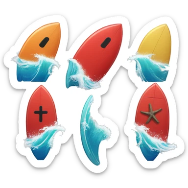 Marine red buoy mixed with a surfboard and a wave on behalf sticker