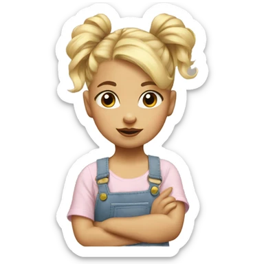 Blond baby girl with messybun sticker