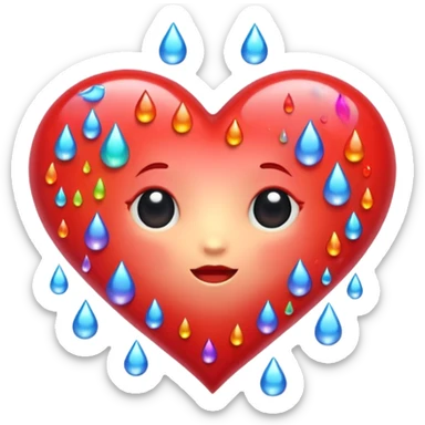 heart with rainbow raindrops sticker