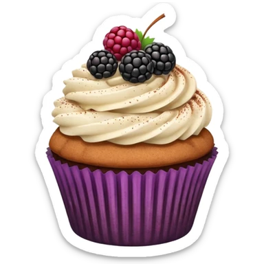 cupcake with cinnamon dusting & blackberry on top sticker