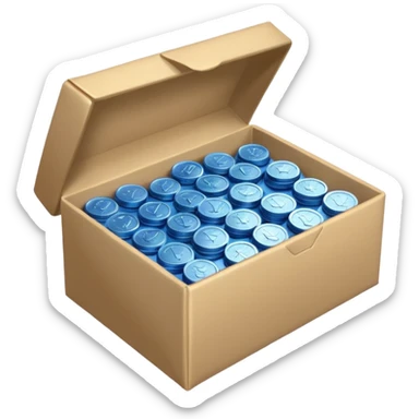blue coins credit in a package sticker