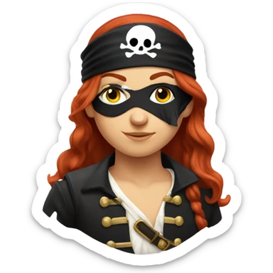 Redhead pirate with one eye patch sticker
