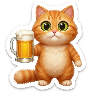 cat holding a beer sticker
