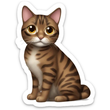 Beautiful woman long dark brown hair hug bengal cat sticker