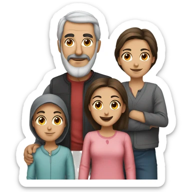 Turkish parents with 4 children sticker