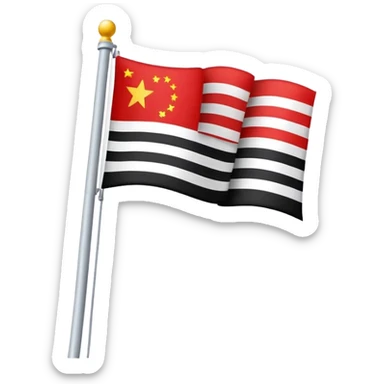 Bendera merah dan memiliki garis hitam dipinggir dan atas,ditengah tengah terdapat bulan dan bintang sticker
