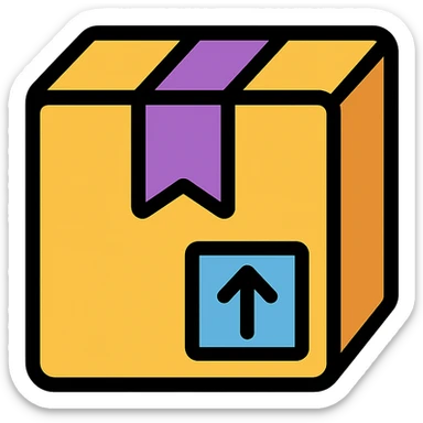 colored icon of a cardboard box representing goods sticker