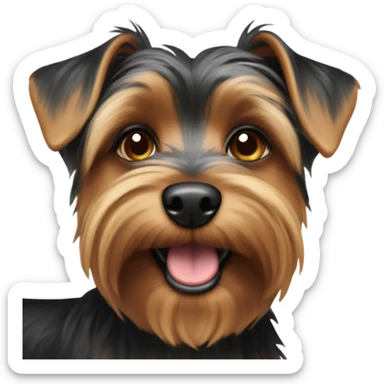 A mainly black with brown eyebrows and bottom snout dog Yorkshire-terrier/yorky mix sticker