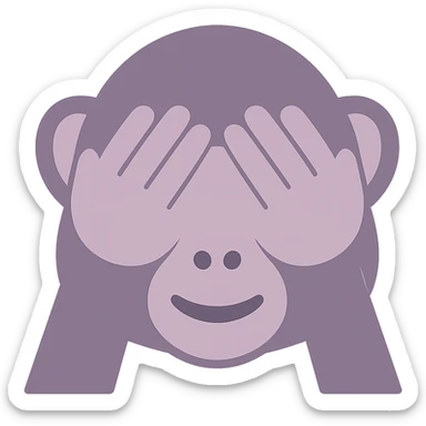 A dull purple Monkey Covering Eyes sticker